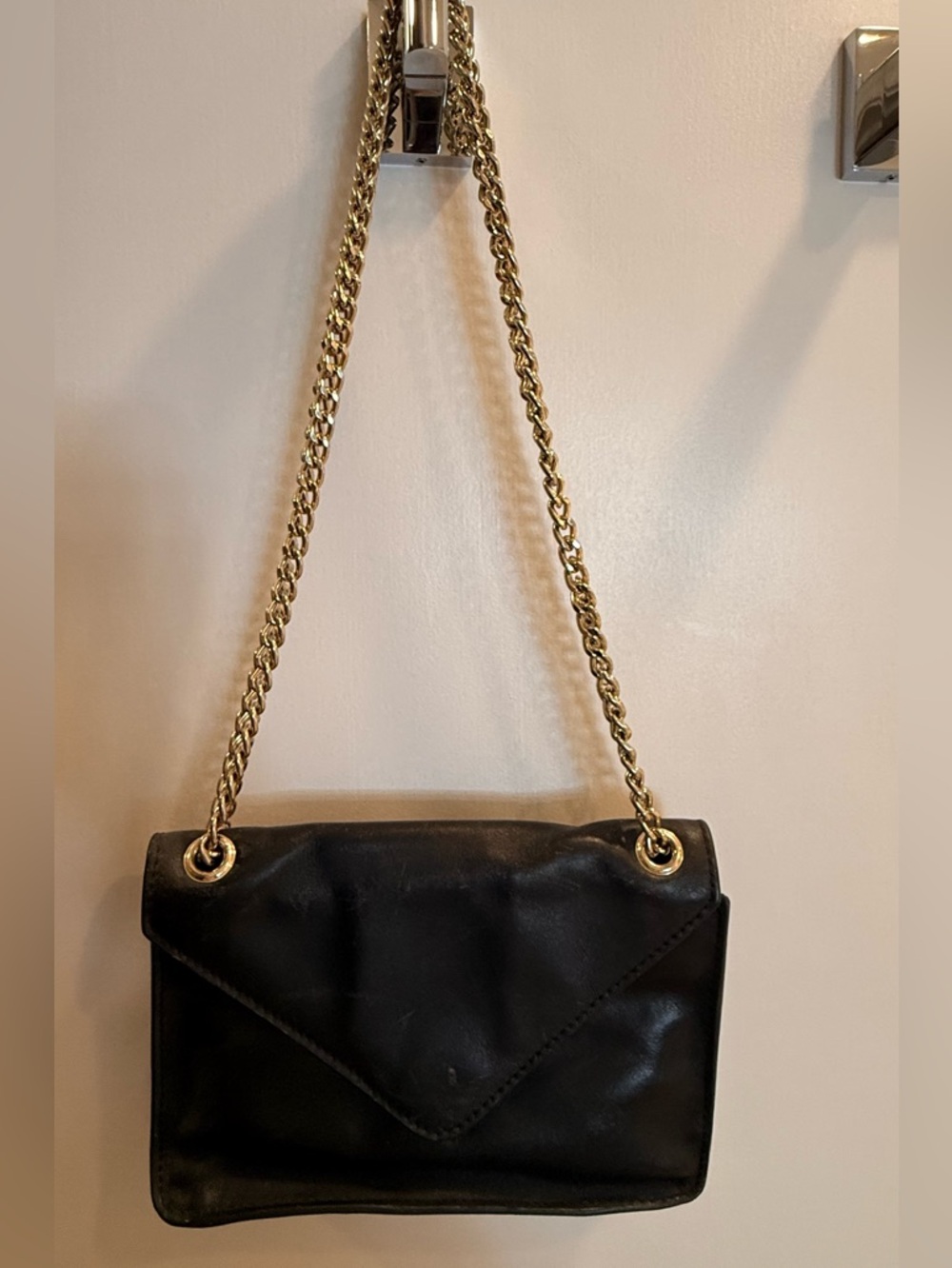 Barneys New York Black Leather Chain-Handle Shoulder Bag